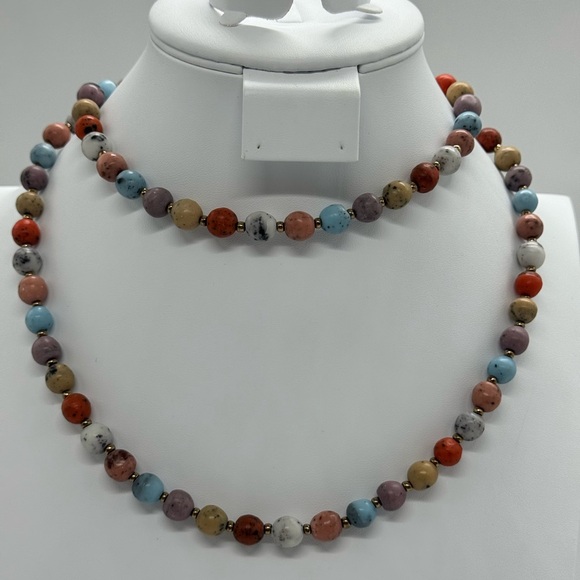 Vintage Joan Rivers Czech Republic Multicolor Stone Bead Long Necklace NWOT